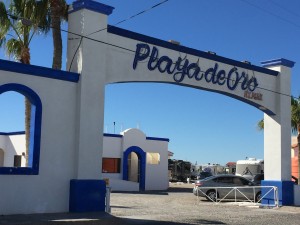 Entrance to Plaza del Oro RV Park in Rocky Point, Mexico, photo copyright Roxanna McDade
