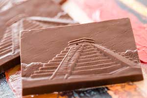 Picture of Mexican Chocolate with an imprint of a Mayan pyramid